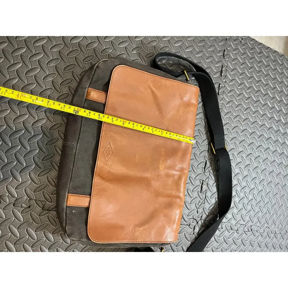 Fossil‎ Leather Black Canvas Messenger Bag Purse Crossbody